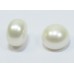 Matched Pair White 10mm Half Drilled Button Freshwater AAA Pearls