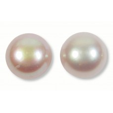 Matched Pair Light Pink 10mm Half Drilled Button AAA Freshwater Pearls