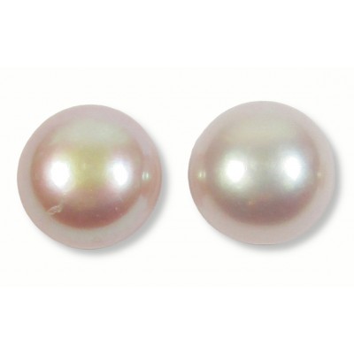 Matched Pair Light Pink 10mm Half Drilled Button AAA Freshwater Pearls