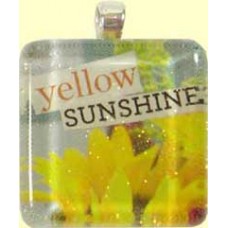 Handmade Glass Tile Pendant - Yellow Sunshine