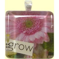 Handmade Glass Tile Pendant - Grow