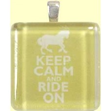 Handmade Glass Tile Pendant - Keep Calm and Ride On