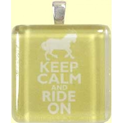 Handmade Glass Tile Pendant - Keep Calm and Ride On