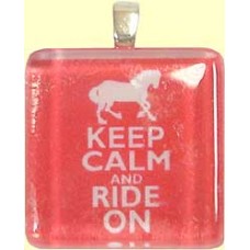 Handmade Glass Tile Pendant - Keep Calm and Ride On