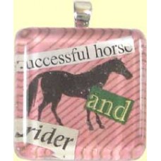 Handmade Glass Tile Pendant - Successful Horse and Rider