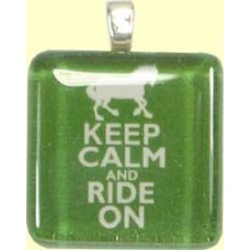 Handmade Glass Tile Pendant - Keep Calm and Ride On
