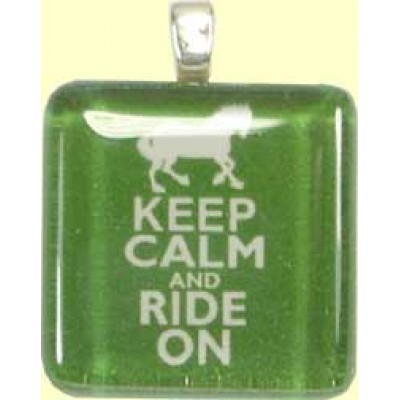 Handmade Glass Tile Pendant - Keep Calm and Ride On