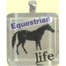 Handmade Glass Tile Pendant  - Equestrian Life
