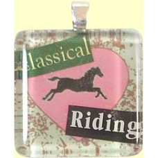 Handmade Glass Tile Pendant - Classical Riding
