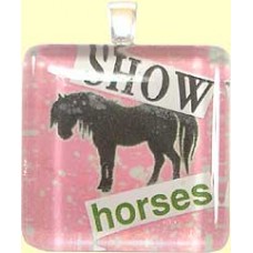 Handmade Glass Tile Pendant - Show Horses