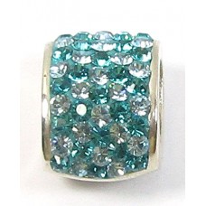 1 Sterling Silver and Swarovski Shades of Blue and Turquoise Slider Pendant