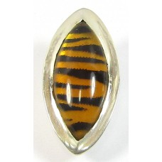 1 Sterling Silver and Handmade Glass Tiger Design Slider Pendant