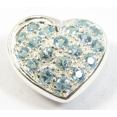 1 Sterling Silver and Blue Topaz Heart Slider Pendant