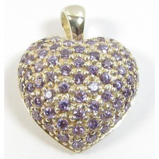 1 Sterling Silver and Lavender Cubic Zirconia Heart Pendant