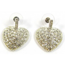 1 Pair Crystal Swarovski Crystal Silver-Plated Heart Earrings 