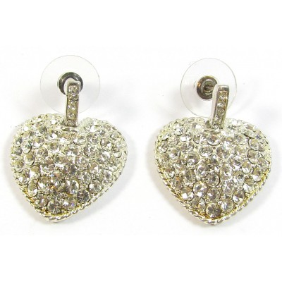 1 Pair Crystal Swarovski Crystal Silver-Plated Heart Earrings 