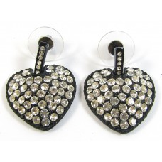 1 Pair Crystal Swarovski Crystal Black-Matte Heart Earrings