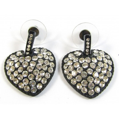 1 Pair Crystal Swarovski Crystal Black-Matte Heart Earrings