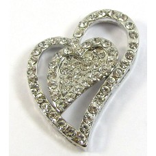 1 Silver Crystal Heart Pendant