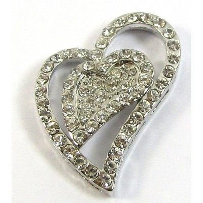 1 Silver Crystal Heart Pendant