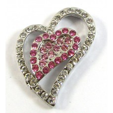 1 Hot Pink Crystal Heart Pendant