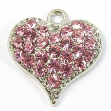 1 Crystal Heart Pendant - Pink