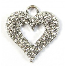 1 Crystal Set Cutout Heart Pendant - Clear