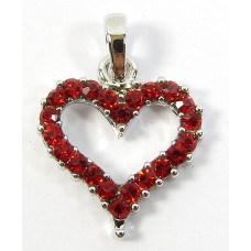 1 Silvertone Red Crystal Heart Pendant