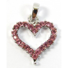 1 Silvertone Pink Crystal Heart Pendant