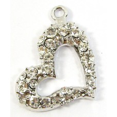 1 Silvertone Clear Crystal Side-Hanging Pendant