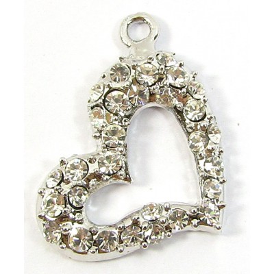 1 Silvertone Clear Crystal Side-Hanging Pendant