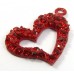 1 Red Enamel Crystal Set Side Hanging Heart Pendant