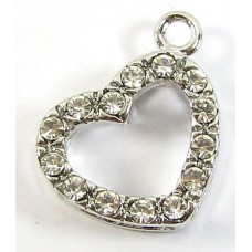 1 Clear Crystal Frame Side Hanging Silvertone Small Pendant
