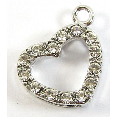 1 Clear Crystal Frame Side Hanging Silvertone Small Pendant