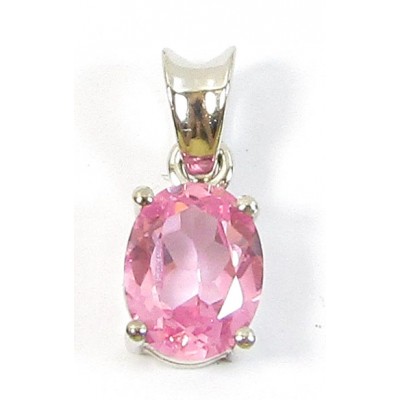 1 Oval Shape Siberian Pink Sapphire Sterling Silver Pendant