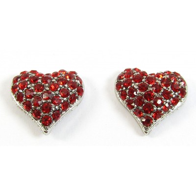 Pair Crystal Heart Earrings - Swarovski Crystal - Siam Red