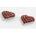 Pair Crystal Heart Earrings - Swarovski Crystal - Siam Red