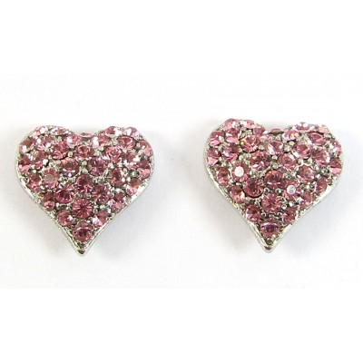 Pair Crystal Heart Earrings - Swarovski Crystal - Rose