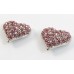Pair Crystal Heart Earrings - Swarovski Crystal - Rose