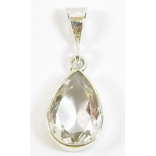 1 Sterling Silver and Rock Crystal Drop Shape Pendant