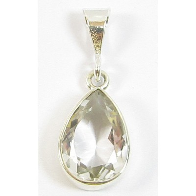 1 Sterling Silver and Rock Crystal Drop Shape Pendant