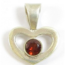1 Sterling Silver and Garnet Heart Pendant