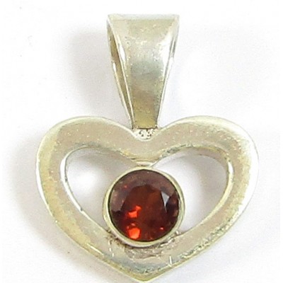 1 Sterling Silver and Garnet Heart Pendant