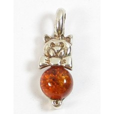 1 Sterling Silver and Amber Pussycat Pendant