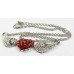 Crystal Set Winged Heart Pendant with Chain - Red