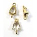 1 Faceted Crystal Glass Teardrop Gold Plated Link Connector