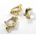 1 Faceted Crystal Glass Teardrop Gold Plated Link Connector