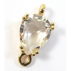 1 Faceted Crystal Glass Teardrop Gold Plated Link Connector