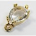 1 Faceted Crystal Glass Teardrop Gold Plated Link Connector
