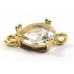 1 Faceted Crystal Glass Teardrop Gold Plated Link Connector